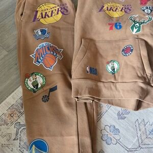 Hollister Brown NBA Logo Joggers